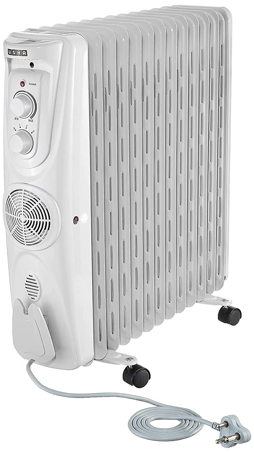 Usha 3809F PTC 2000 Watts Oil Filled Radiator Room Heater (White)