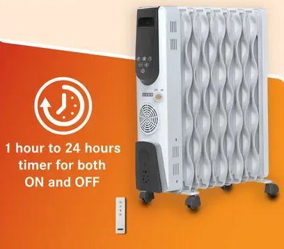 USHA 4311 FSE PTC WITH REMOTE Oil Filled Room Heater - Image 2