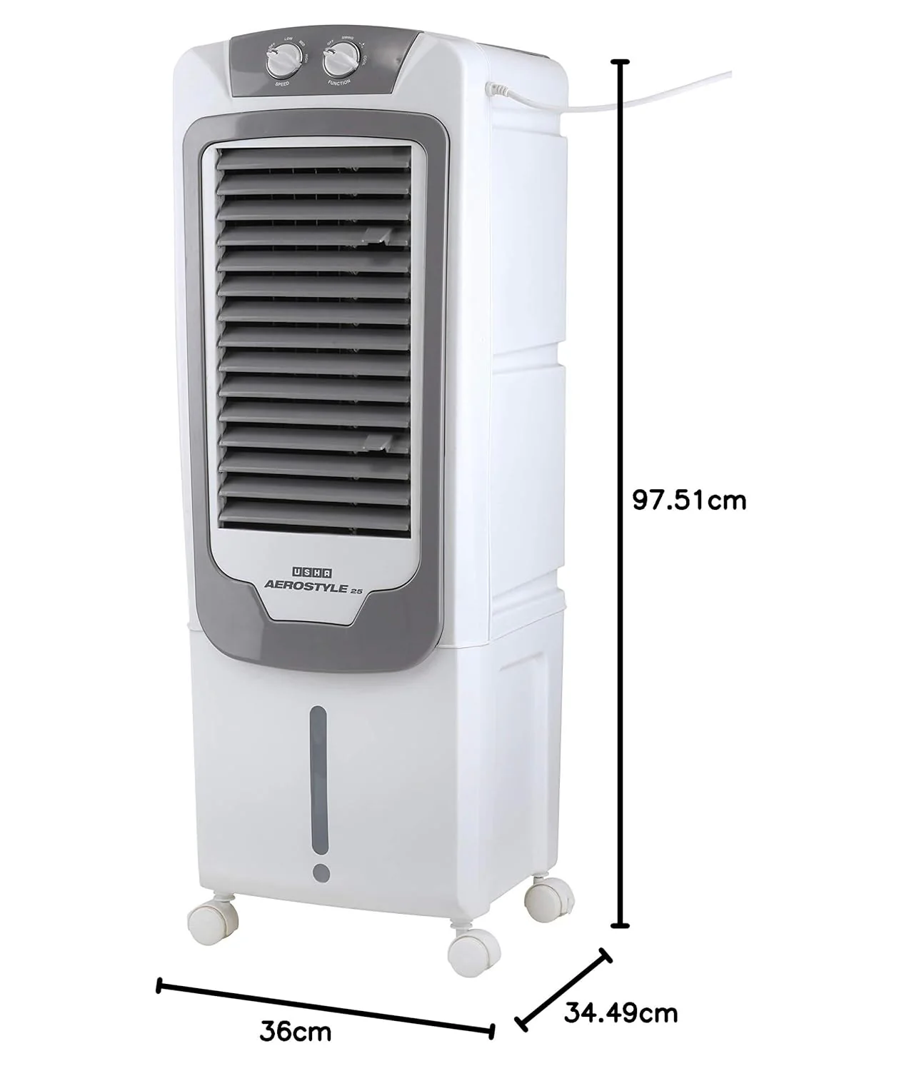 USHA Aerostyle Electronic 25L Tower Air Cooler (25AST1) – 1400 m³/h Air Delivery, 6m Air Throw, Remote Control, Honeycomb Pads, Ice Chamber & Humidity Control - Image 2