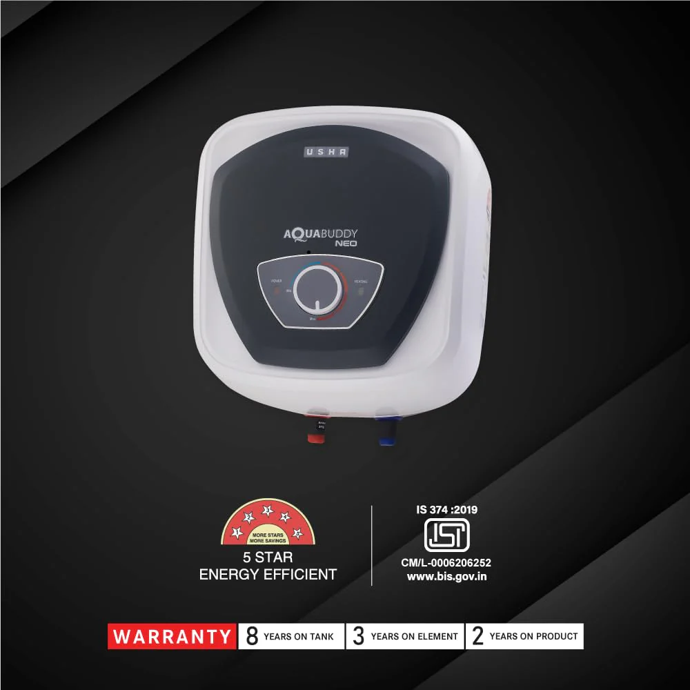 USHA AquaBuddy Neo Geyser 25 Litre 5 Star BEE Rating | Copper Heating Element | Storage Water Heater with Anti-Rust Protection | Warranty: 8 Yr Tank, 2 Yr Product - Image 7