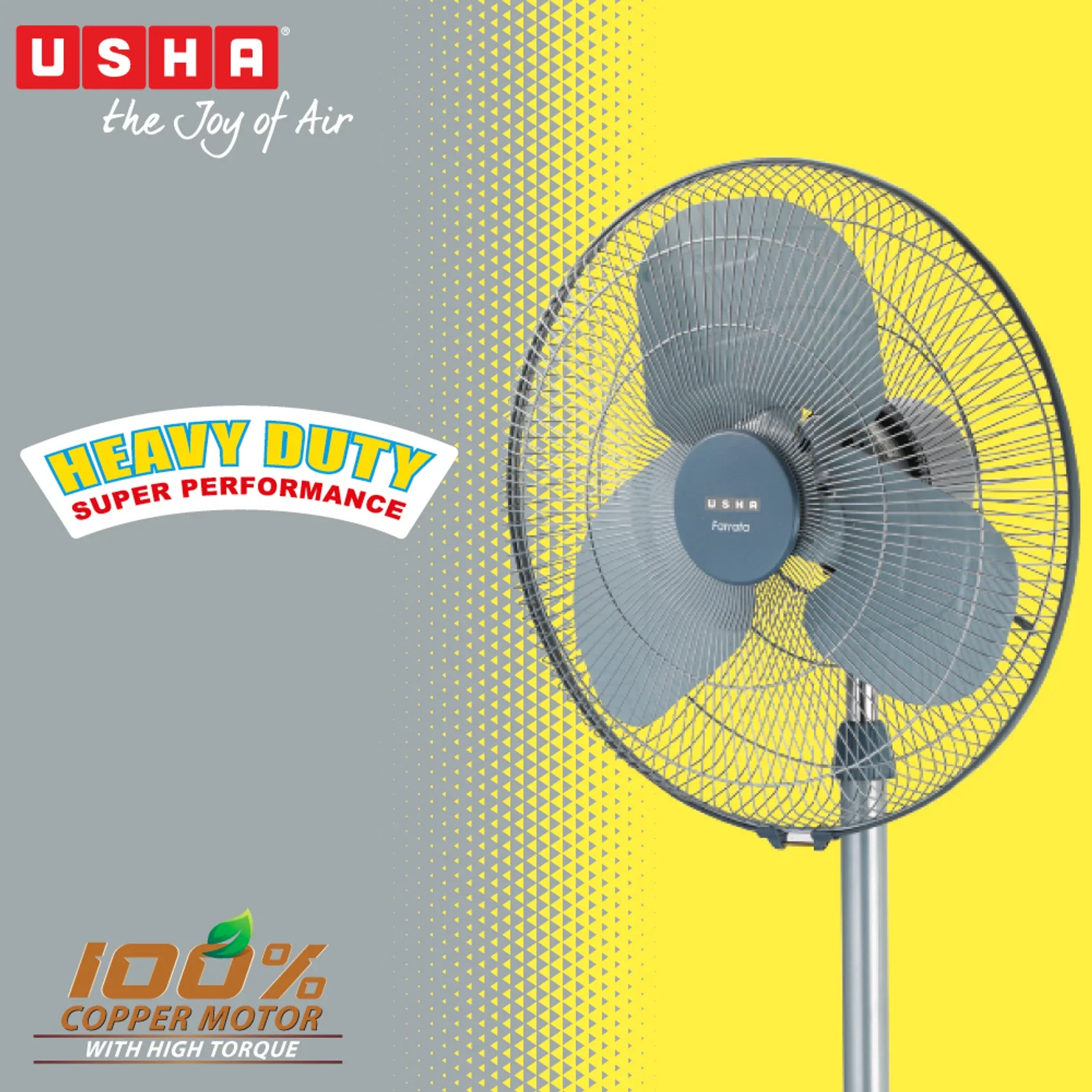 Usha Faratta PX 500mm High-Speed Pedestal Fan – Grey - Image 3