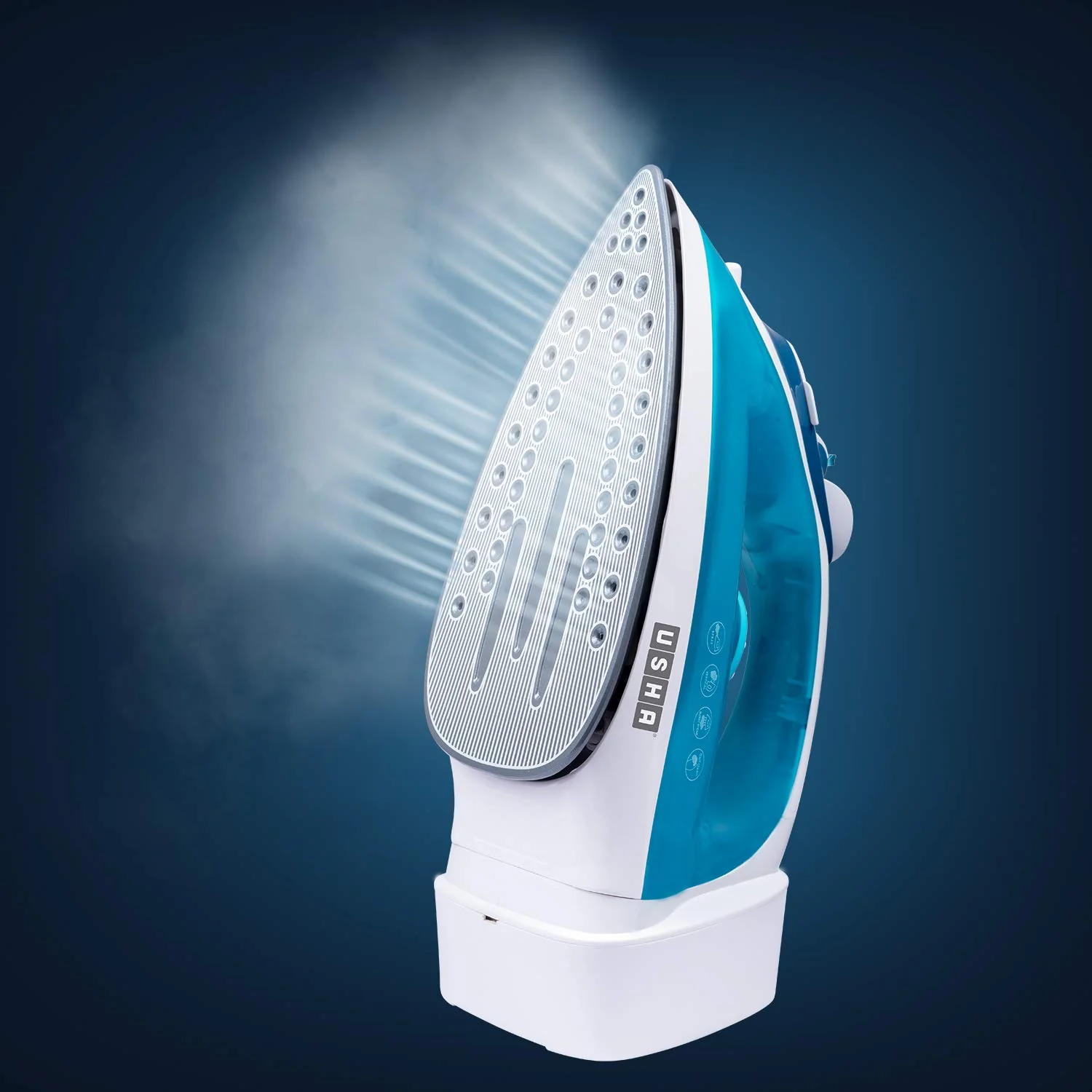 USHA Helix Pro Smart Steam Iron 2000 W with Easy-Wind Retractable Cord, Durable Ceramic Soleplate, 3-Way Auto Shut Off, Anti-Drip, Anti-Calc Function (Blue &amp; White) - Image 2