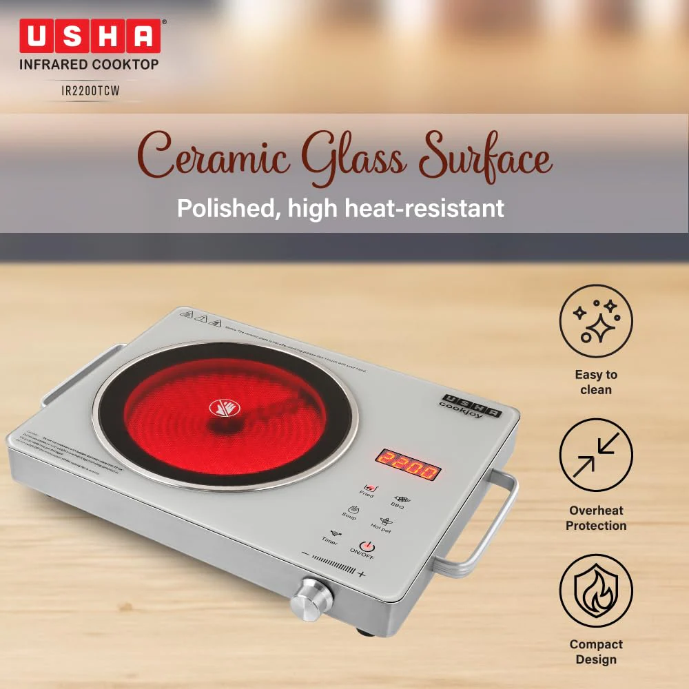 USHA IR2200TCW Infrared Induction Cooktop with grill - Image 6