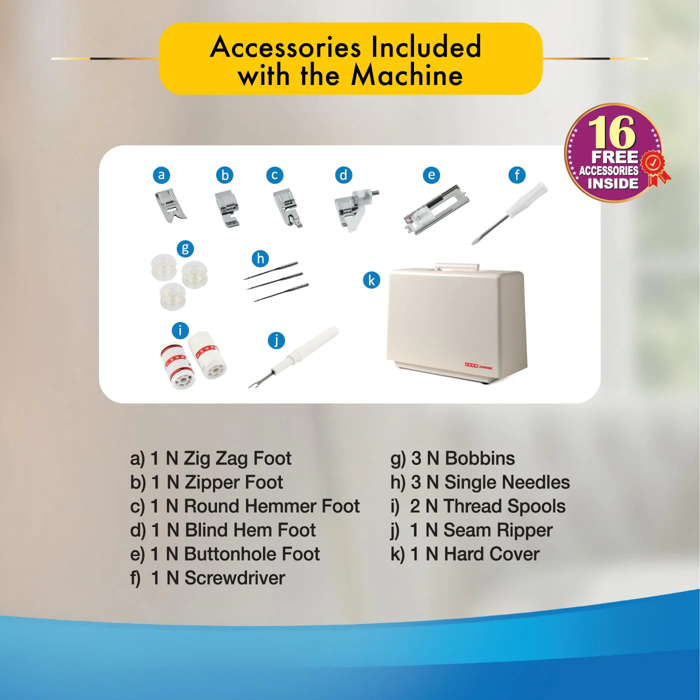 Usha Wonder Stitch Plus Automatic Sewing Machine β 23 Built-in Stitches, One-Step Buttonhole, Automatic Needle Threader, Free Arm, Hard Cover, 860 SPM β White - Image 6