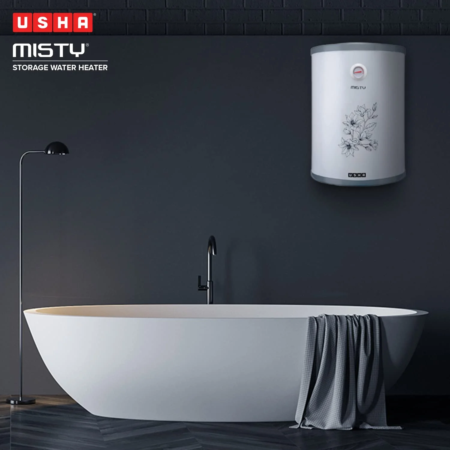 Usha Misty 25 Ltr 2000-Watt 5 Star Storage Water Heater (Grey Magnolia),With Free Installation And Connection Pipes - Image 6