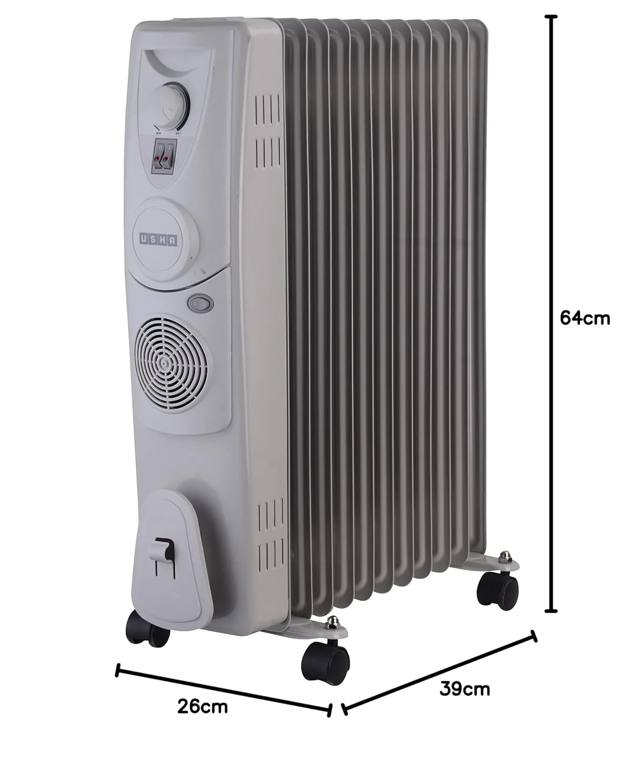 Usha OFR 11 Fin 2900 Watt 4211 F PTC Room Heater with Fan Heater (White, Oil Filled Radiator) - Image 2