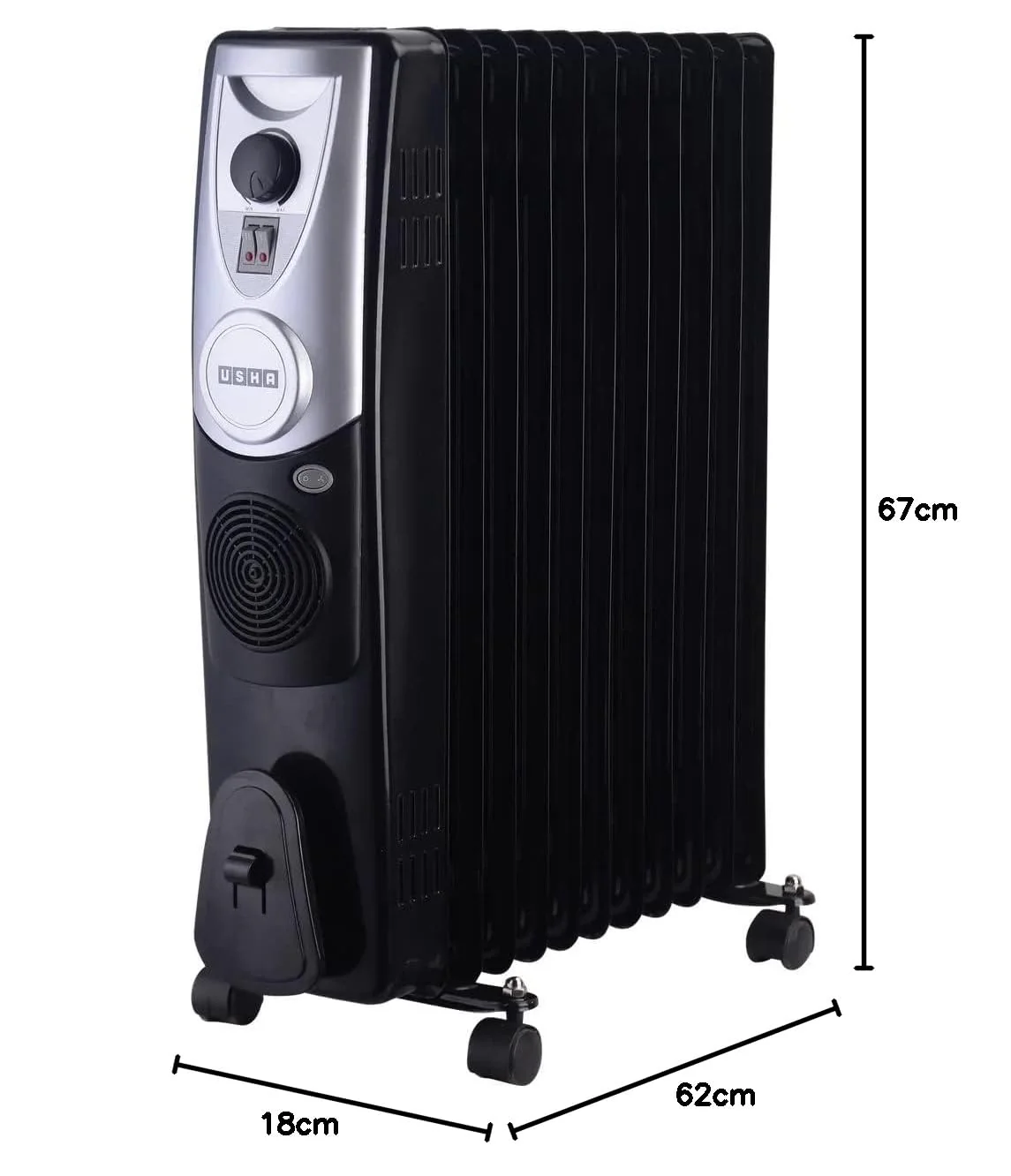 USHA Oil Filled Radiator Room Heater OFR 4213 F, 2900W with 13 Fins, 3 Heat Settings - Image 2