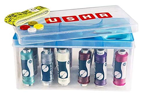 USHA Sewing Kit with 18 Thread spools, 1 Scissor, 12 Buttons, 1 Measuring Tape (Black) - Image 3