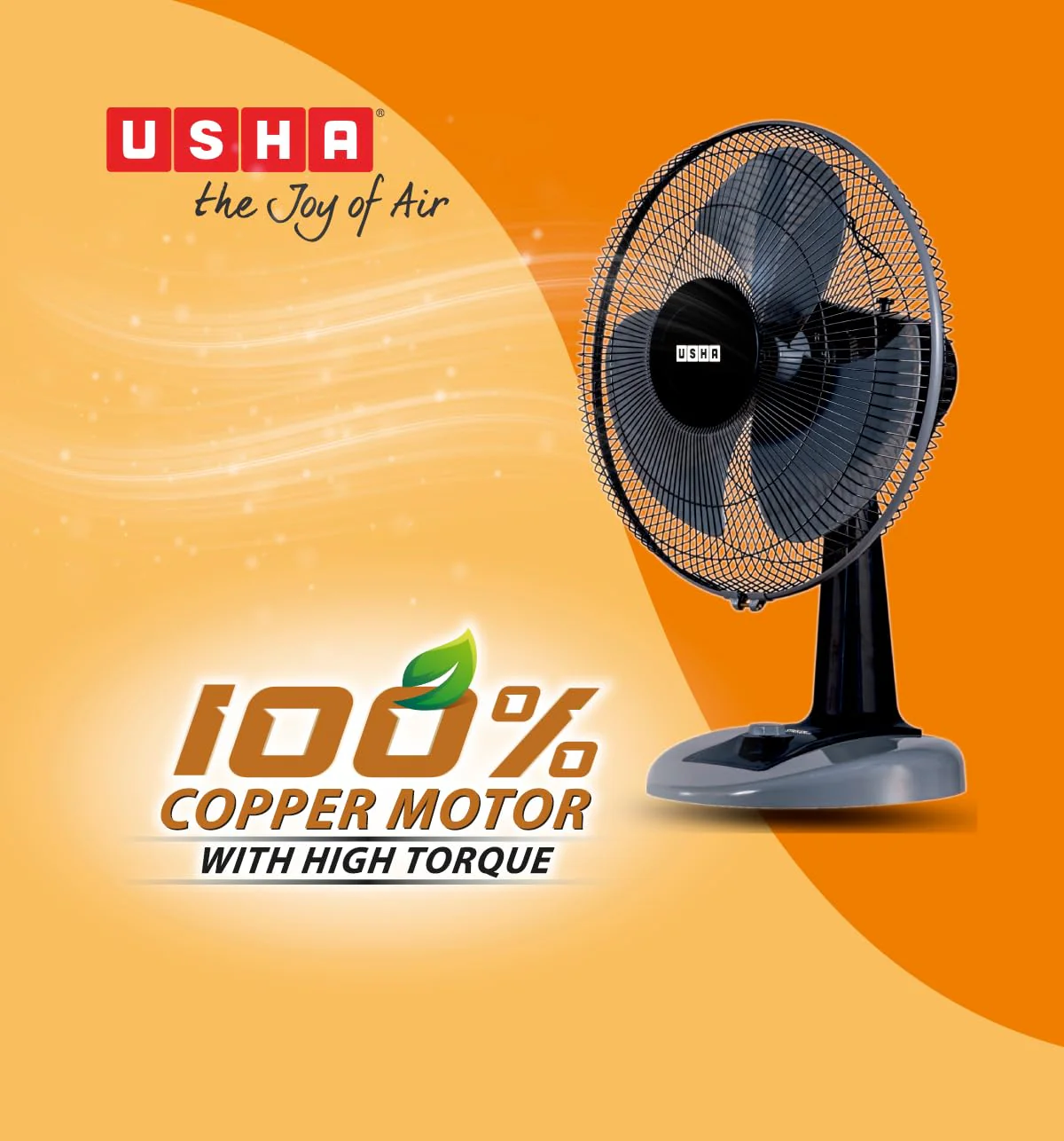 USHA Striker Plus Table Fan | 400MM Sweep Size | 2100 RPM | Jerk-Free & Uniform Oscillation | Aerodynamic Blade Design for High Air Delivery | Anti-Rust Protection | 100% Copper Motor |(Black) - Image 4