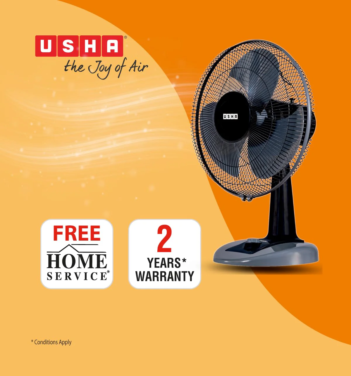 USHA Striker Plus Table Fan | 400MM Sweep Size | 2100 RPM | Jerk-Free & Uniform Oscillation | Aerodynamic Blade Design for High Air Delivery | Anti-Rust Protection | 100% Copper Motor |(Black) - Image 5