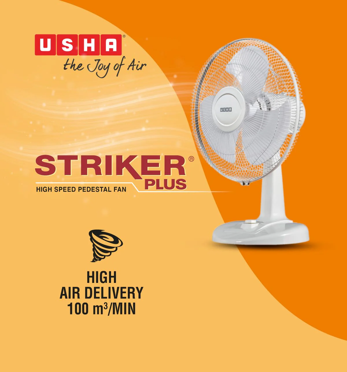 USHA Striker Plus Table Fan | 400MM Sweep Size | 2100 RPM | Jerk-Free & Uniform Oscillation | Aerodynamic Blade Design for High Air Delivery | Anti-Rust Protection | 100% Copper Motor | (White) - Image 2