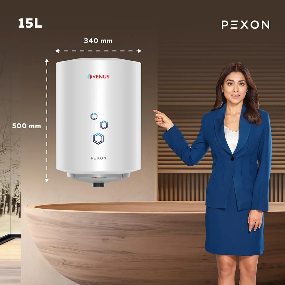 Venus Pexon 15L Storage Water Heater (704251) – White, 4 Star Rated, Hard Water Compatible, Permacoat Inner Tank - Image 2