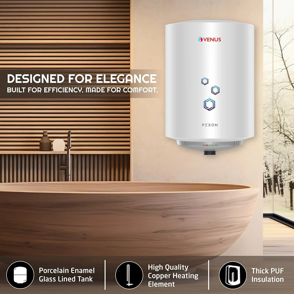 Venus Pexon 15L Storage Water Heater (704251) – White, 4 Star Rated, Hard Water Compatible, Permacoat Inner Tank - Image 4