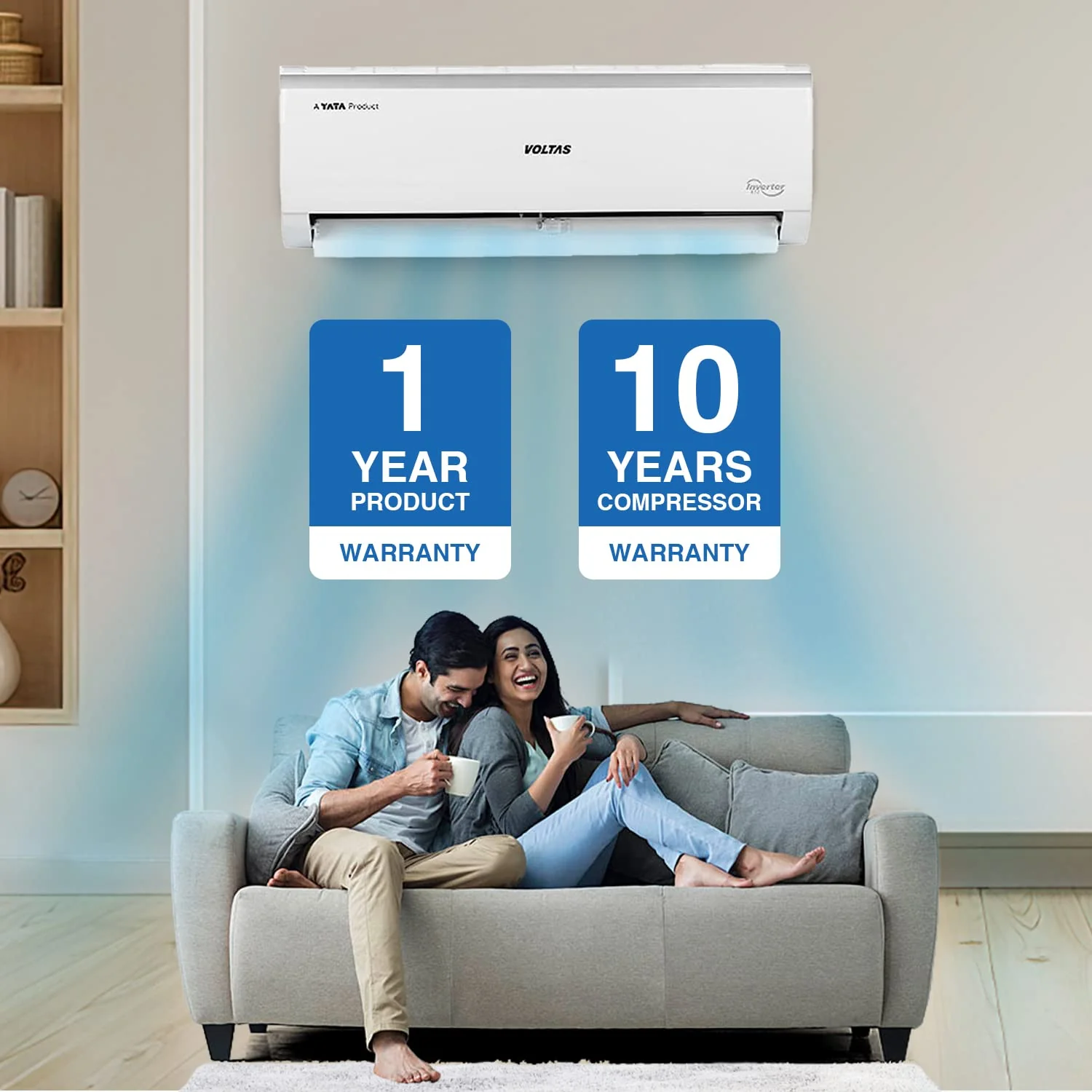 Voltas 0.8 Ton 3 Star, Inverter Split AC(Copper, 4-in-1 Adjustable Mode, Anti-dust Filter, 103V Vectra Elite, White) - Image 2