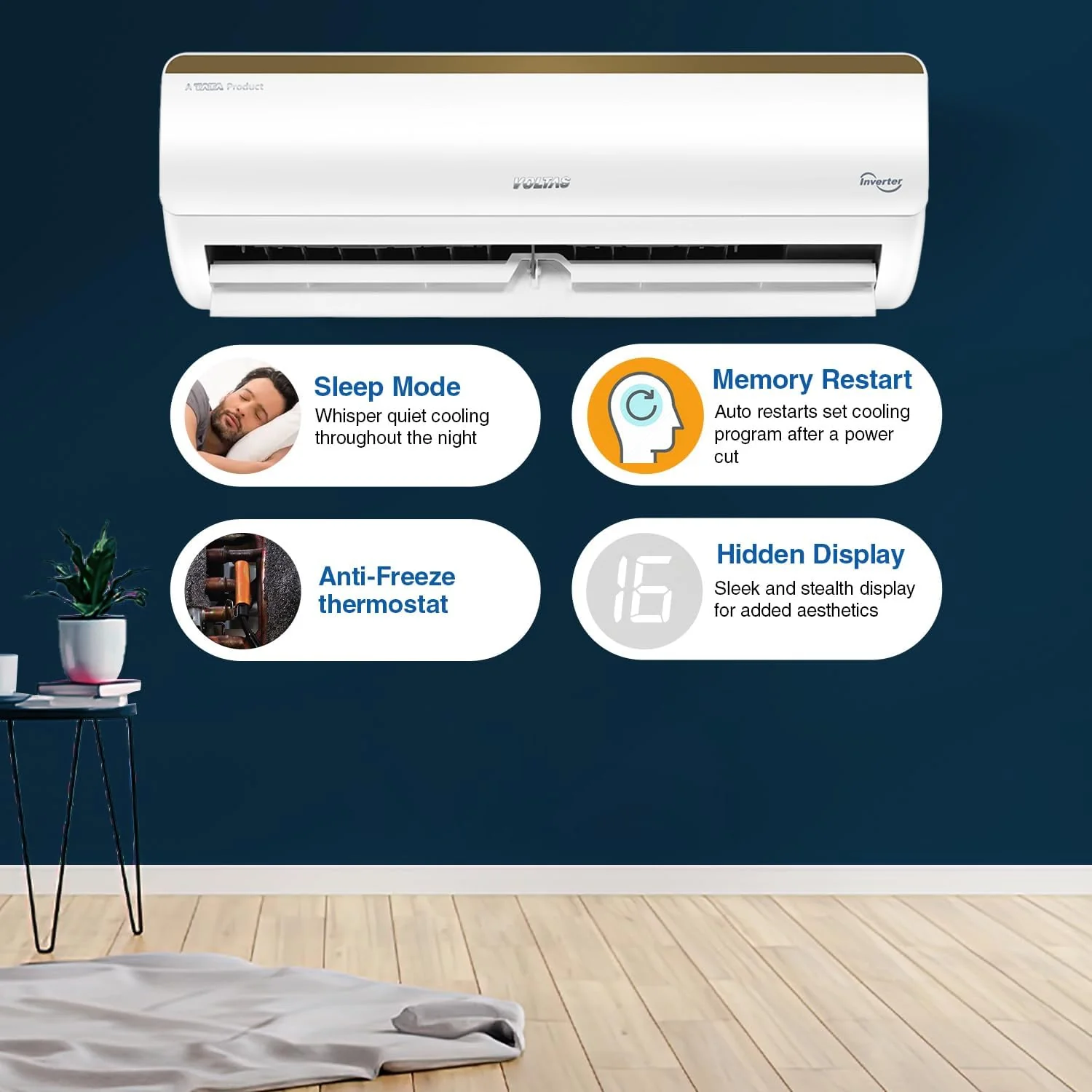 Voltas 1 Ton, 5 Star Inverter Smart Air Split AC (Copper, IoT Enabled, 5-in-1 Adjustable Mode, Anti-Dust Filter, 125V Vertis Smart Elite Gold, White) - Image 4