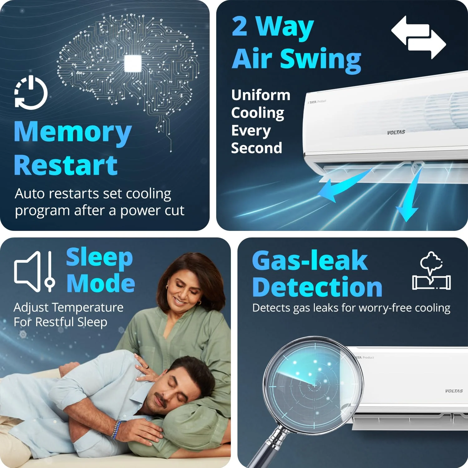 Voltas 1 ton 5 star,New star rated, Inverter Split AC (Copper, Convertible 5-in-1 Cooling Mode,2-Way Air Swing, Anti-dust Filter with Anti Microbial Coating,Auto Clean (125INV VECTRA ZEN SILVER,White) - Image 5