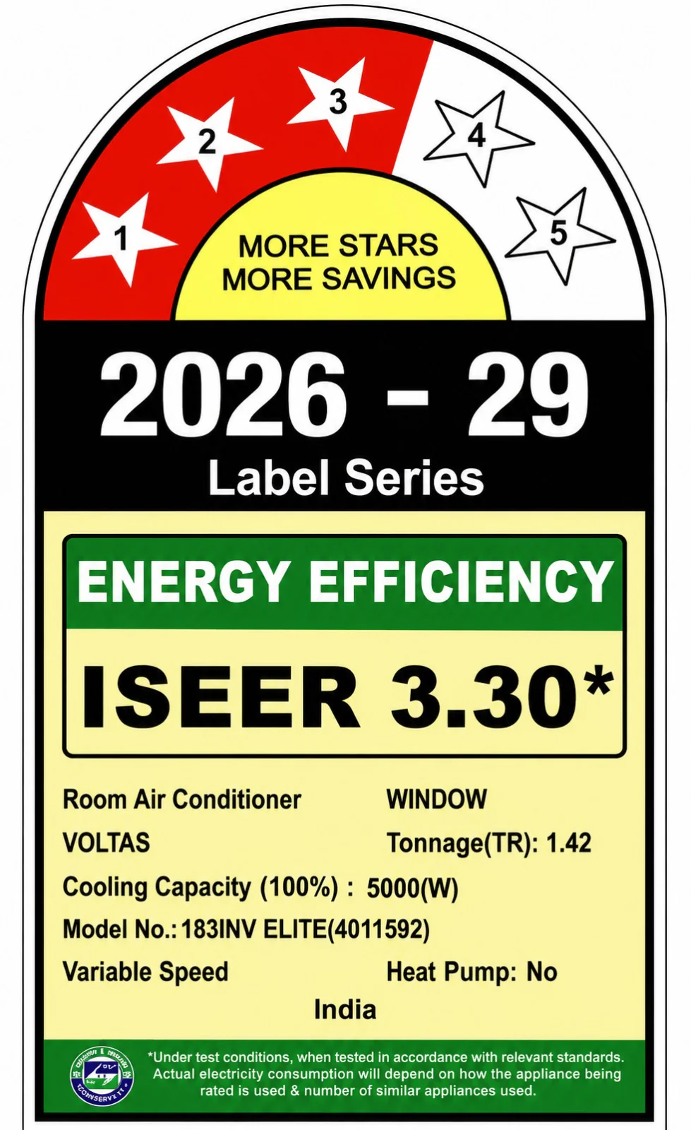 Voltas 183Inv Elite (2026 Series) 1.5 Ton 3 Star Inverter Window AC – Copper Condenser, Turbo Cooling, High Ambient Cooling up to 52°C, R32 Refrigerant - Image 2