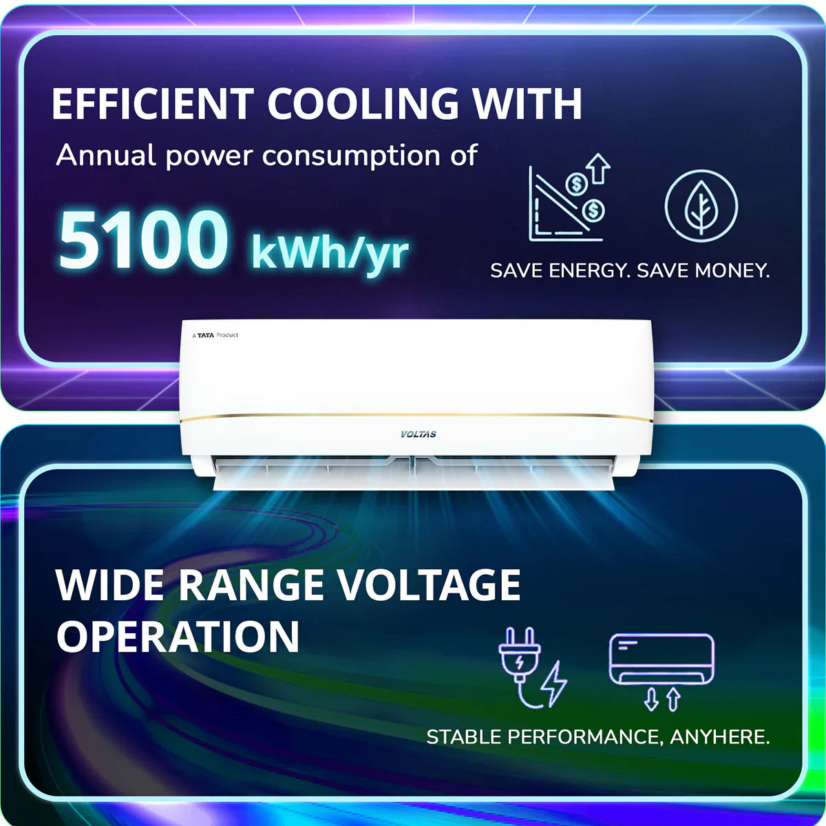 Voltas 183Inv Vertis Zenith Gold 2026 Series Inverter Split AC 1.5 Ton 3 Star, Ice-Wash Technology, Turbo Cooling, Copper Condenser, R32 Refrigerant - Image 2