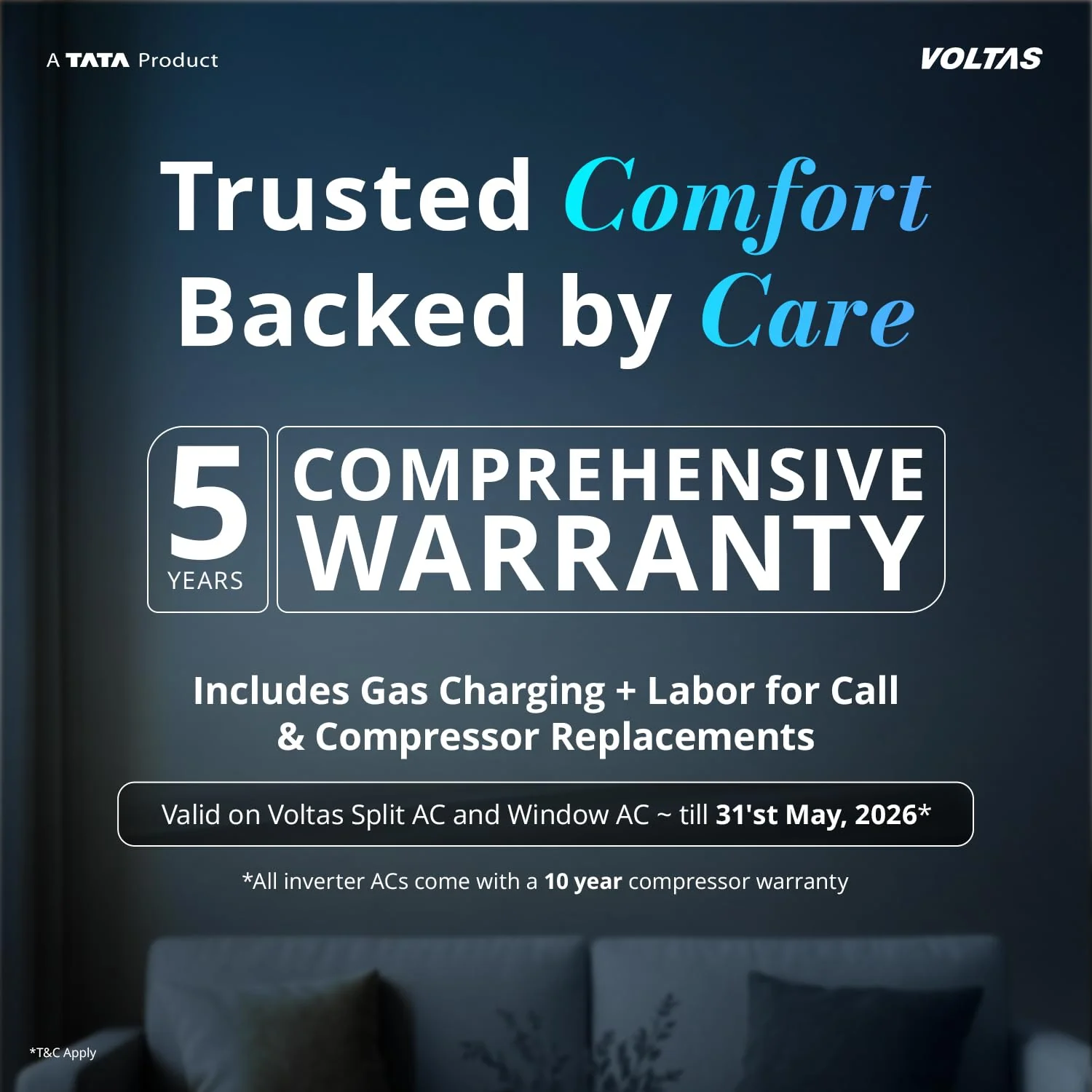 Voltas 185Inv Elite (2026 Series) 1.5 Ton 5 Star Inverter Window AC – Copper Condenser, Turbo Cooling, R32 Refrigerant, High Ambient Cooling (Made in India) - Image 4
