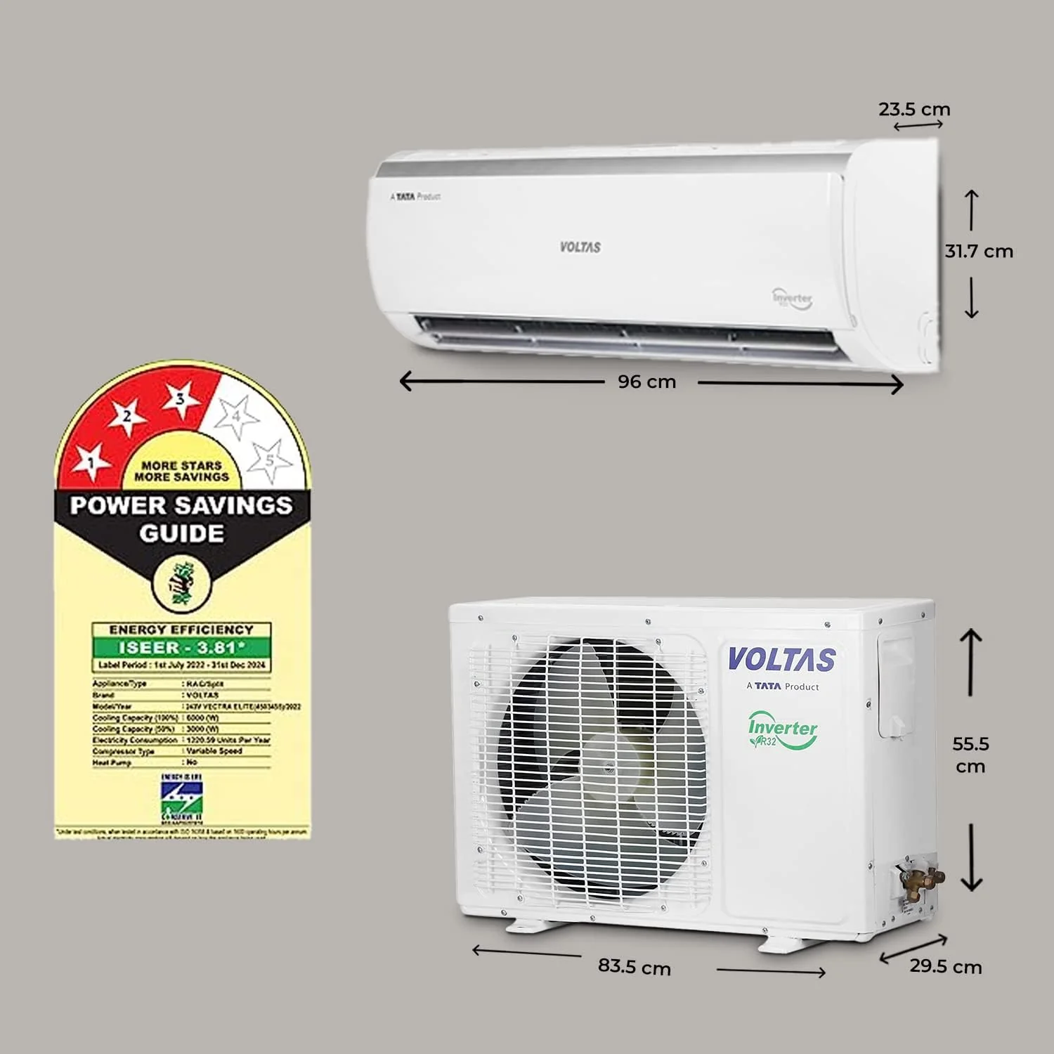 Voltas 2 Ton 3 Star, Inverter Split AC(Copper, 4-in-1 Adjustable Mode, Anti-dust Filter, 243V Vectra Elite, White) - Image 7