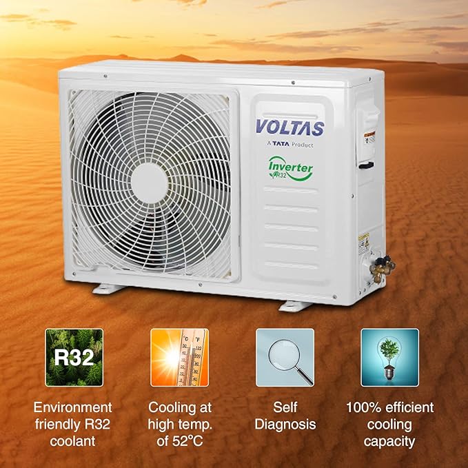 Voltas 2 Ton 3 Star, Inverter Split AC(Copper, 5-in-1 Maha Adjustable Mode, Anti-dust Filter, 2023 Model, 243V Vertis Emerald, White) - Image 4