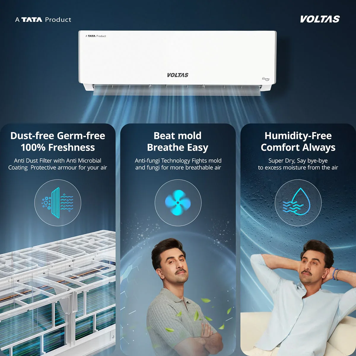 Voltas 2 Tons 5 Star Inverter Split AC|Sleep mode|Auto Clean|Memory Restart(245INV Vectra Plush) - Image 11