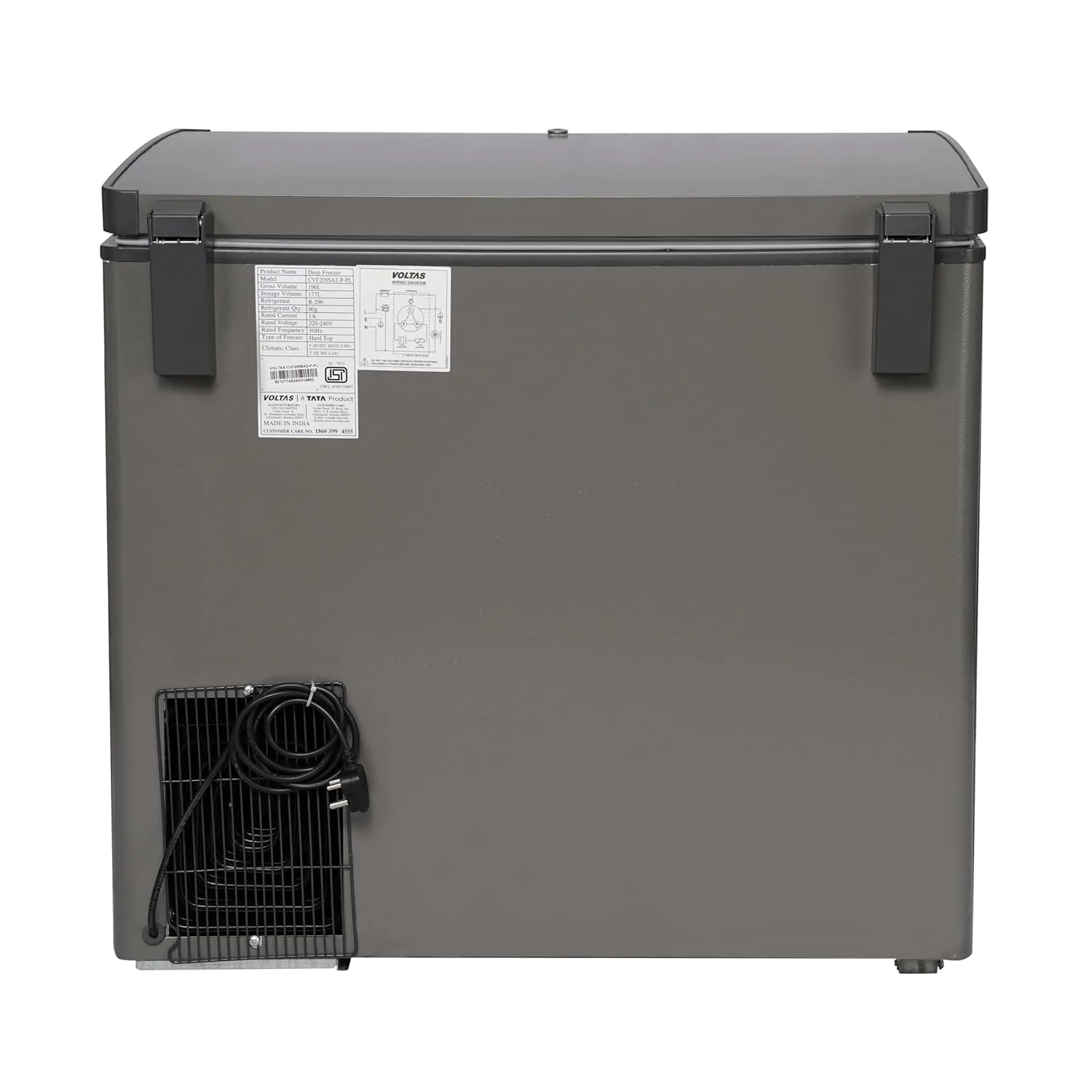VOLTAS 205 L Single Door White and Grey Hard Top Deep Freezer, CVF205 SA2-P-PL - Image 3