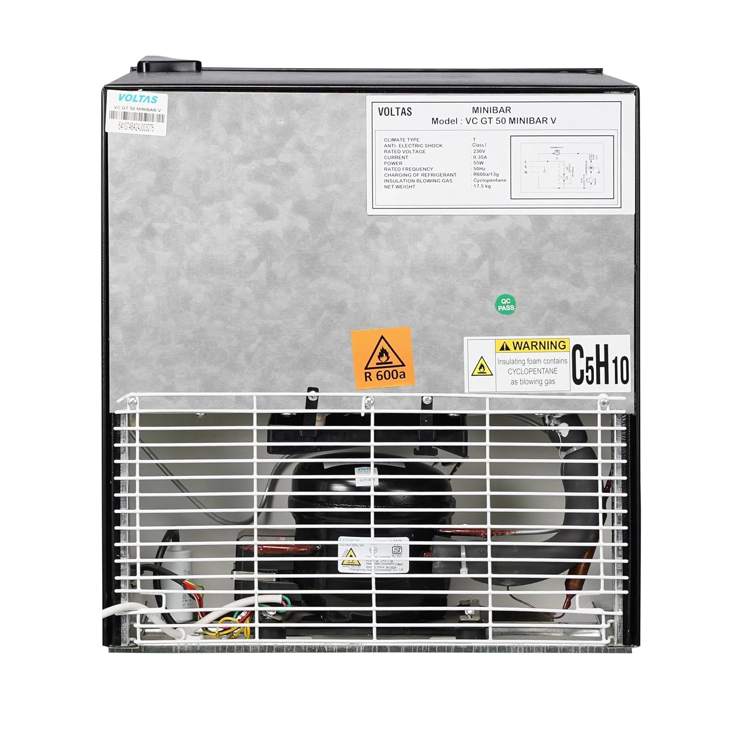 Voltas 50 Litres, Counter Top Glass Door Mini Bar/Visi Cooler, With Antibacterial Gasket (VC GT 50, Black) - Image 4