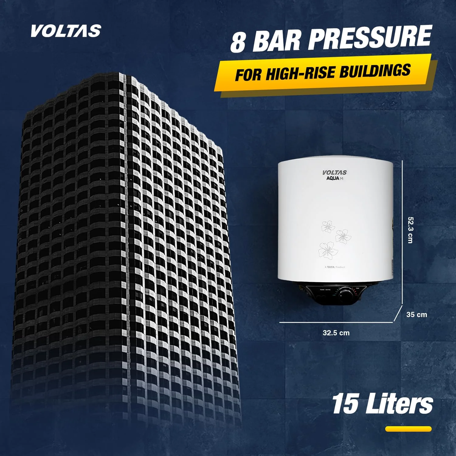 Voltas Aqua M 15L Water Heater (4610002) – 15L Storage Geyser, 2000W - Image 2