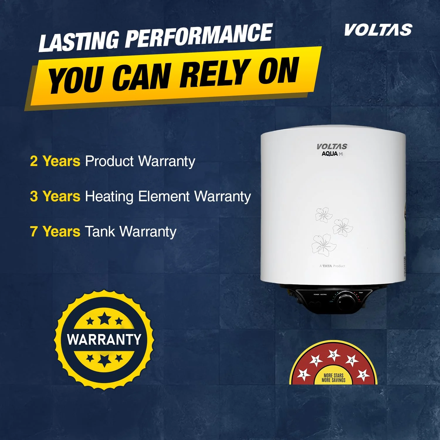 Voltas Aqua M 25L 5-Star Storage Water Heater | 2000W Copper Element | 8 Bar | Free Installation | White - Image 7