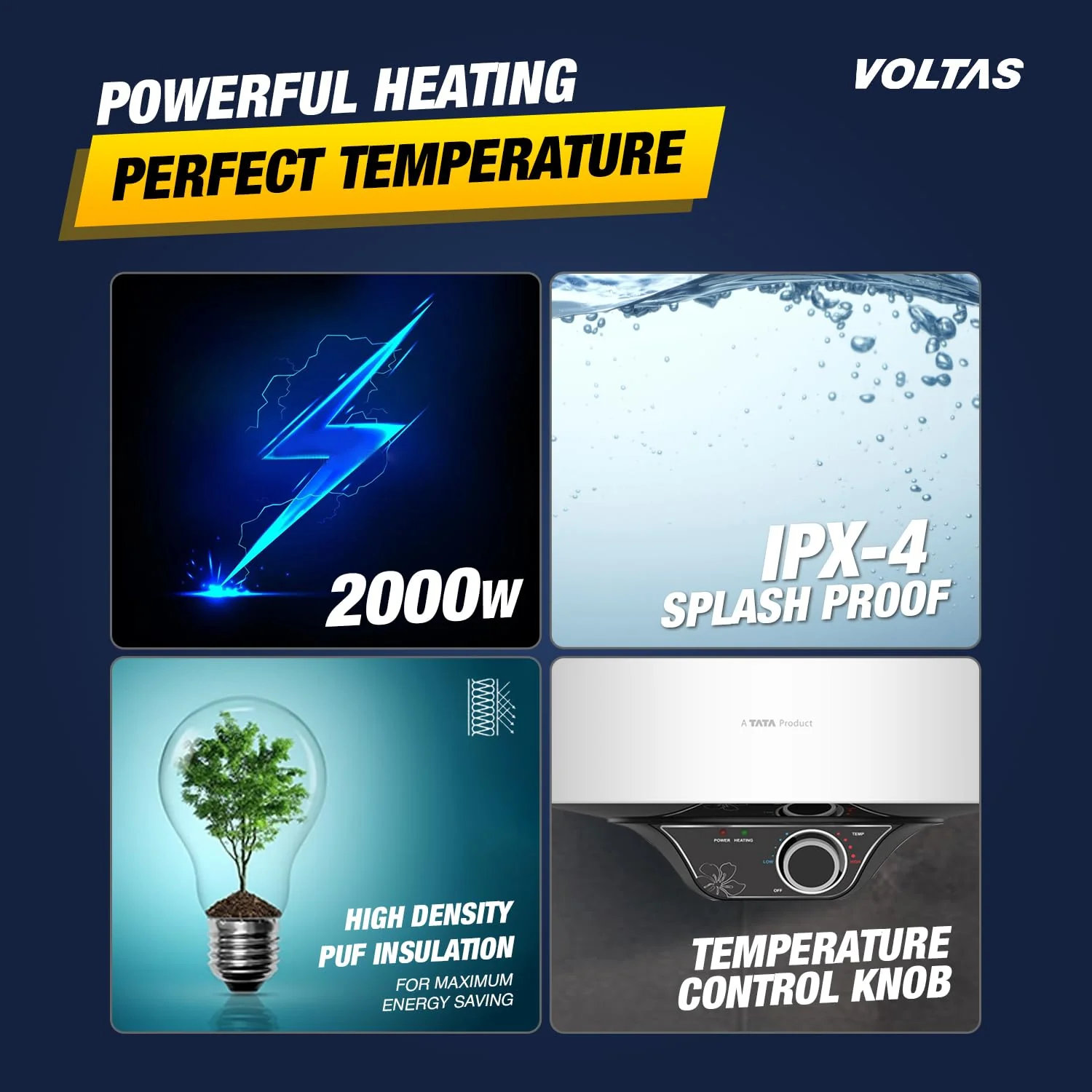 Voltas AquaM 15 L 5 Star Vertical Mounting 2000W Water Heater (Copper, 2023 Model, Aqua M 155VMBWT, White) - Image 4