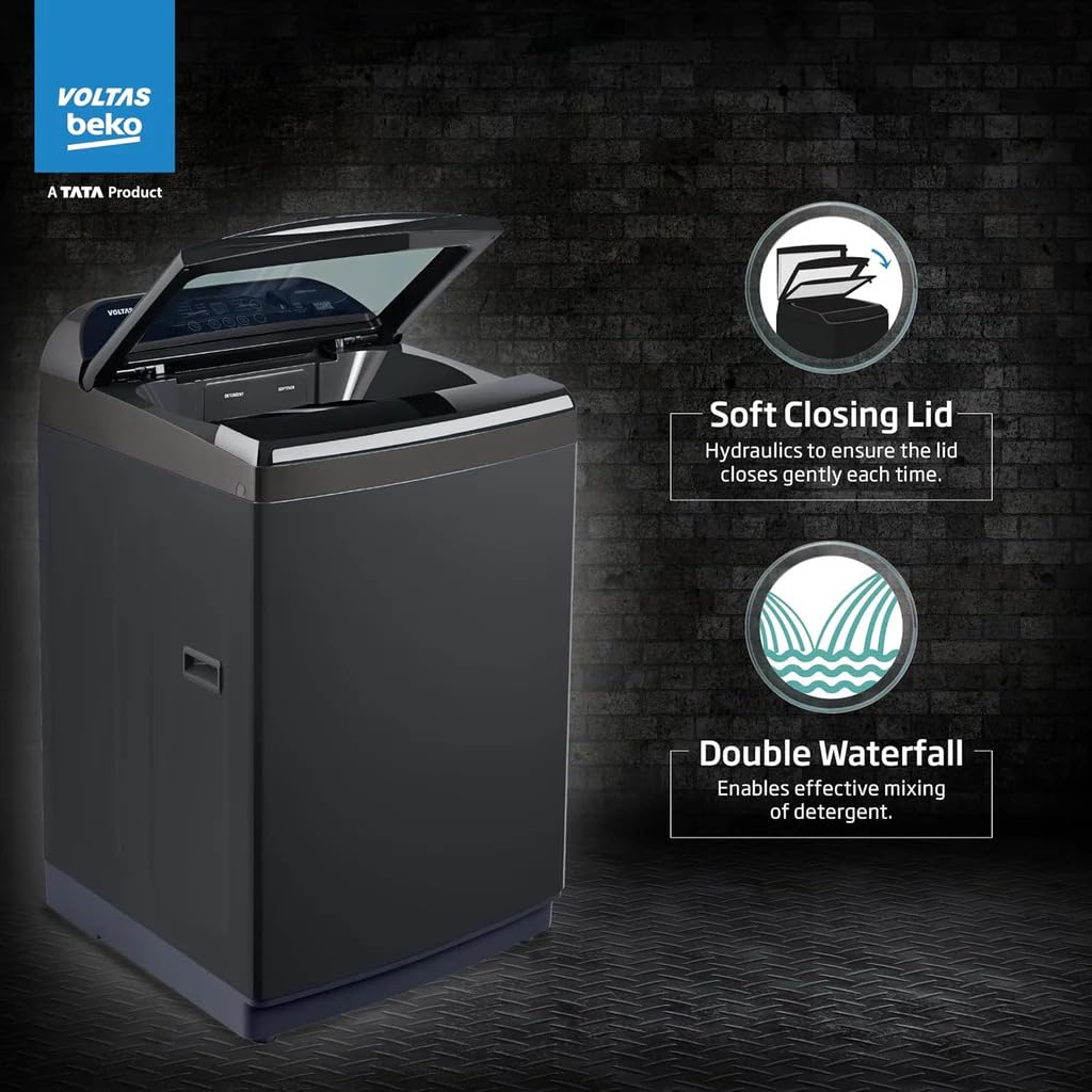 Voltas Beko 10 Kg, 5-Star, Fully Automatic Top Load Washing Machine (WTL1006UEAH / DPB0HD, Dark Grey) - Image 4