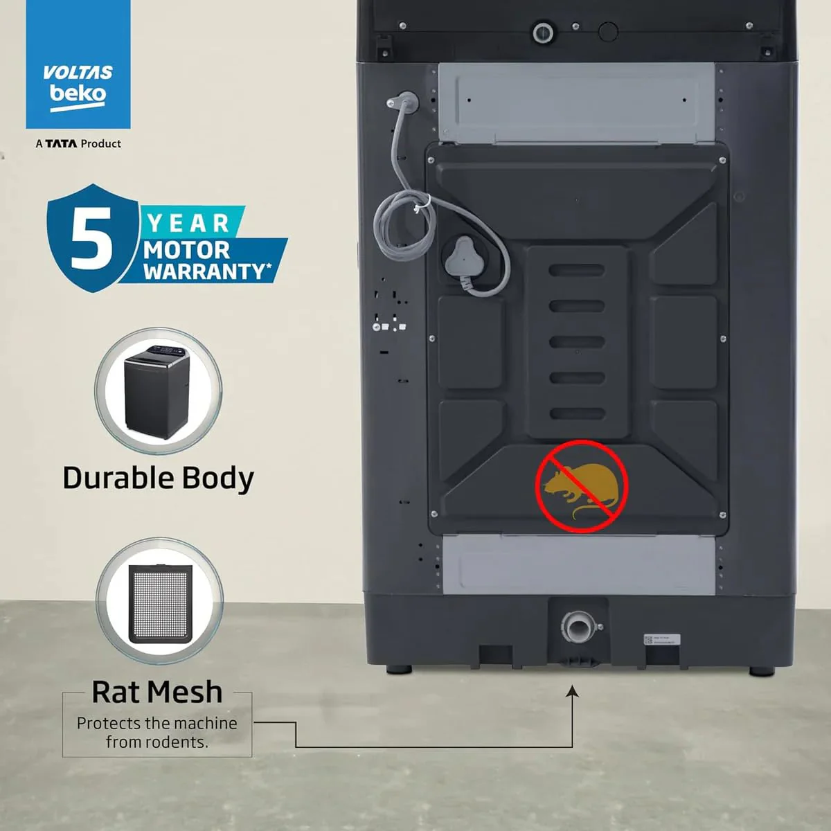 Voltas Beko 10 Kg, 5-Star, Fully Automatic Top Load Washing Machine (WTL1006UEAH / DPB0HD, Dark Grey) - Image 7