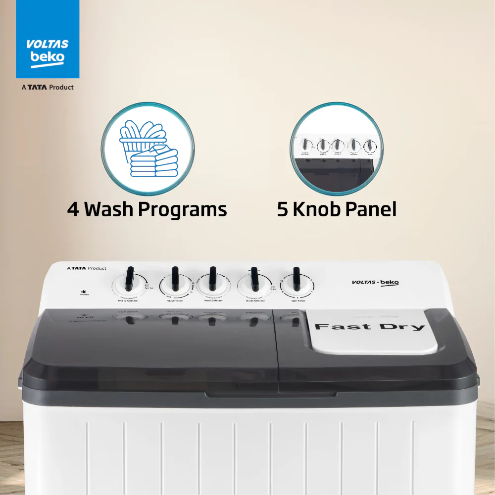 Voltas Beko 12 Kg Semi-Automatic Washing Machine, WTT120UPA/GRSS - Image 6