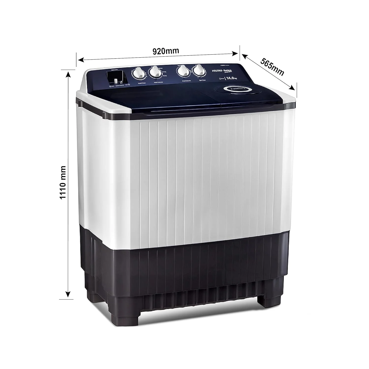 Voltas Beko 14 Kg, 5 Star Semi-Automatic Top Load Twin Tub Washing Machine (Wtt140Agrt) Gray - Jumbo Series - Image 5