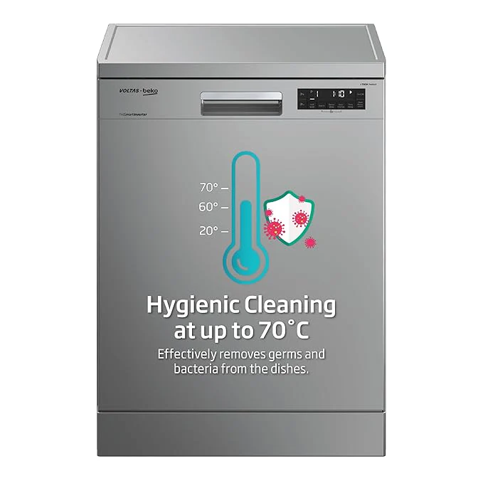 Voltas Beko 14 Place Setting Dishwasher, AquaFlex, AquaIntense (DF14S2,Silver), Free 1 Year Extended warranty