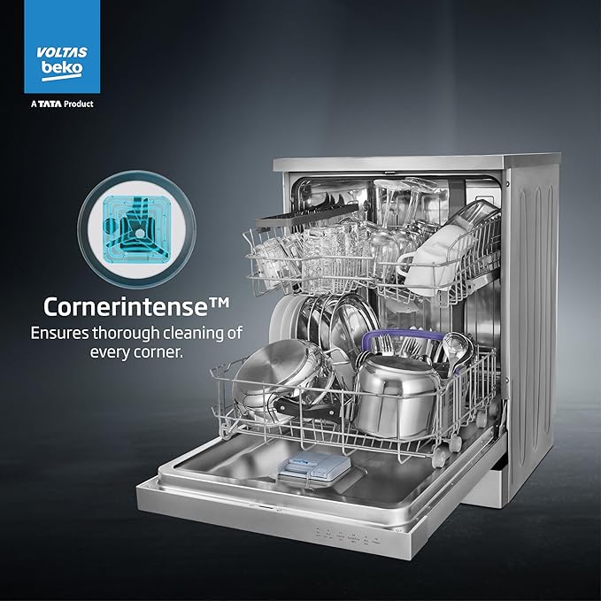 Voltas Beko 14 Place Setting Dishwasher, AquaFlex, AquaIntense (DF14S2,Silver), Free 1 Year Extended warranty - Image 3