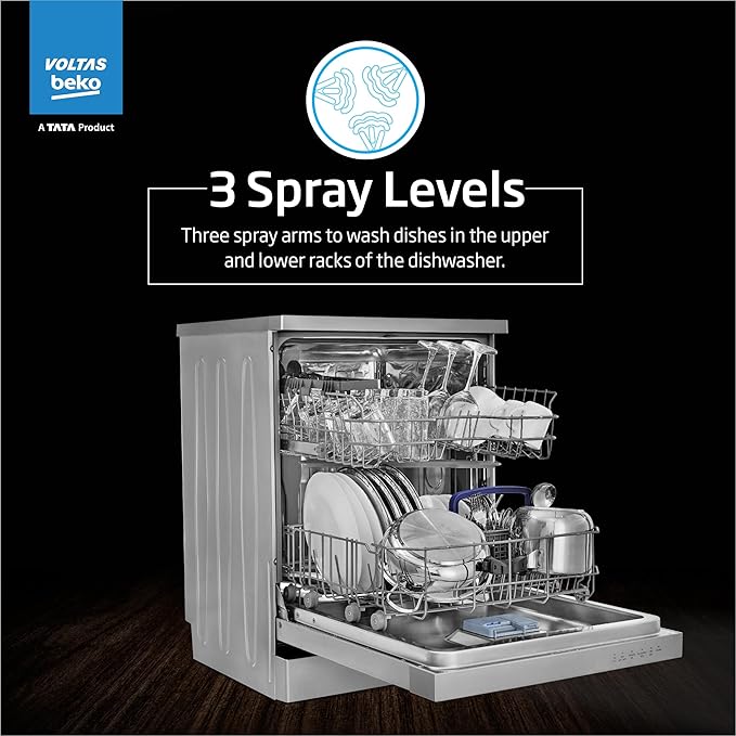 Voltas Beko 14 Place Setting Dishwasher, AquaFlex, AquaIntense (DF14S2,Silver), Free 1 Year Extended warranty - Image 4
