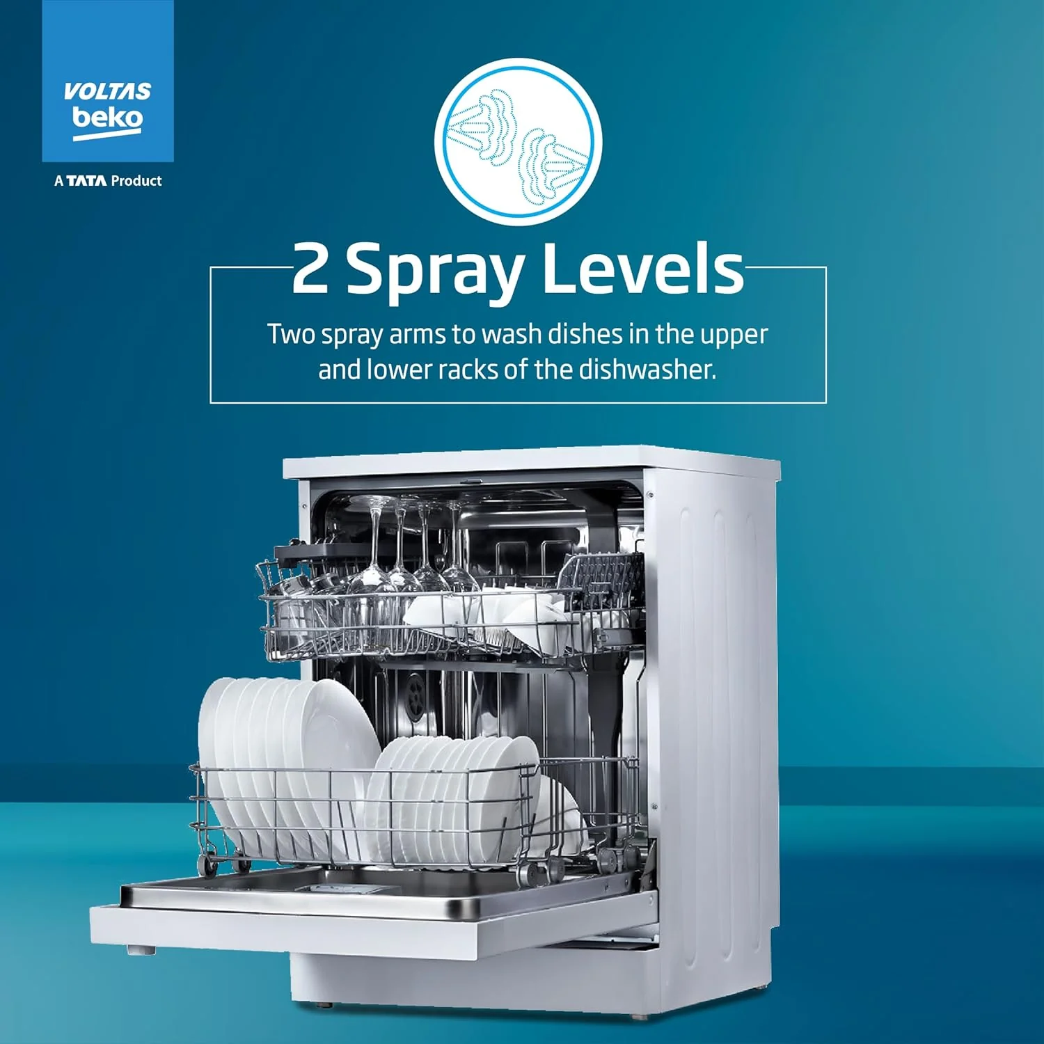 Voltas Beko 14 Place Settings (DF14W, White, Inbuilt Heater) - Image 6