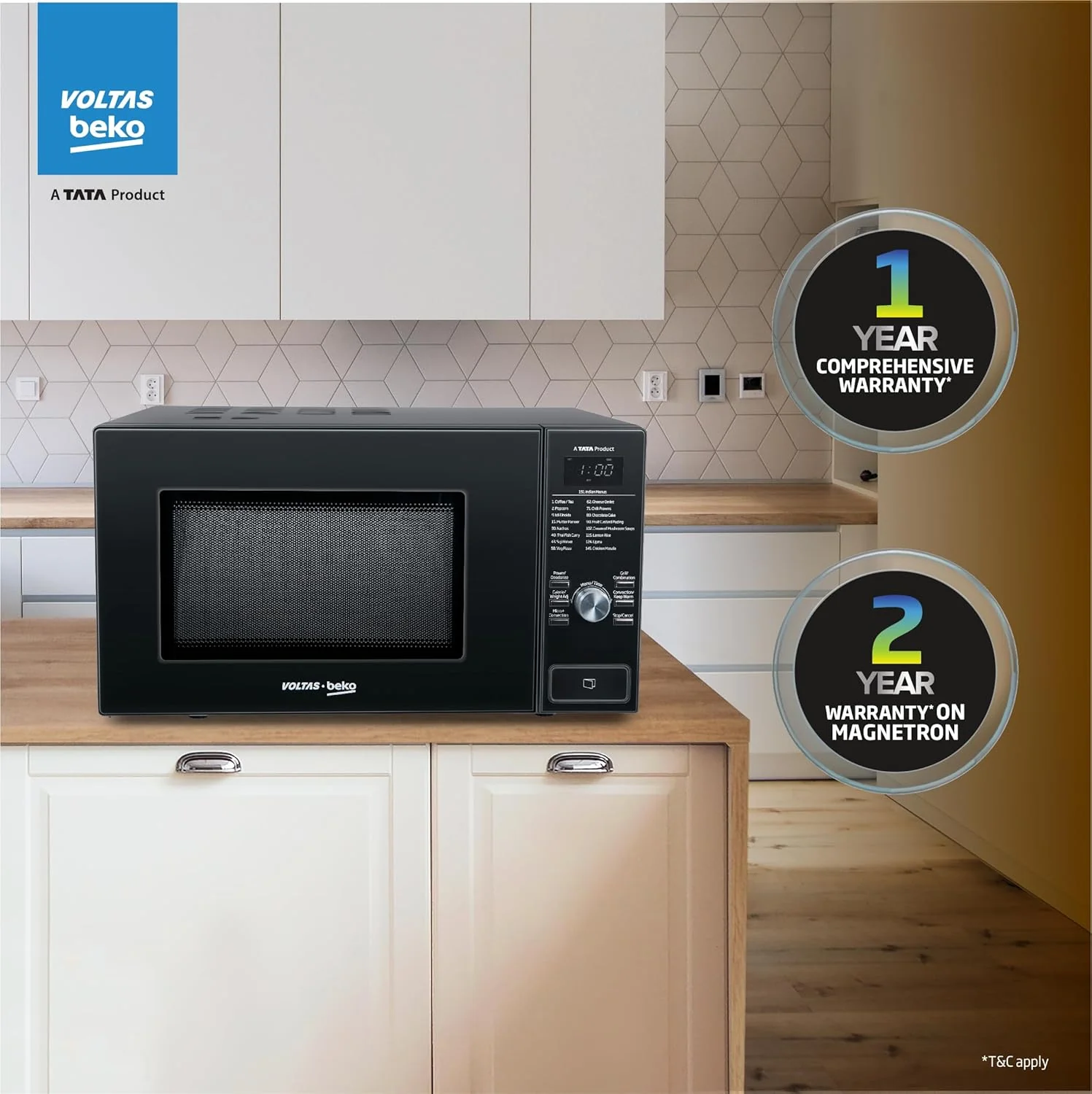 Voltas Beko 25 L Convection Microwave Oven (MC25BD, Black,151 India Dishes; Auto Menu, Stainless Steel Cavity) - Image 5