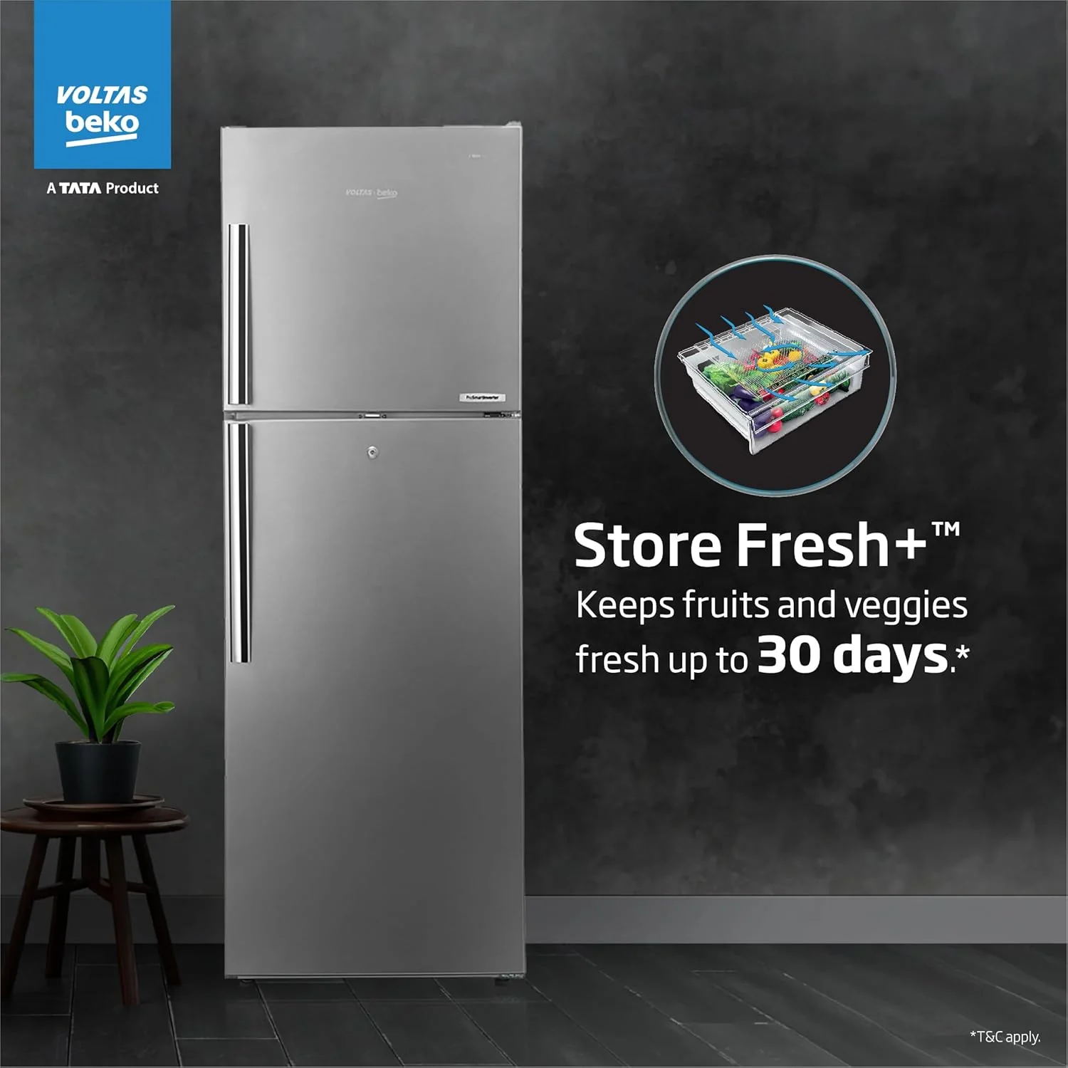 Voltas Beko 340L 2 Star Frost free Refrigerator Appliance (Inox) RFF363IF 2020 - Image 11