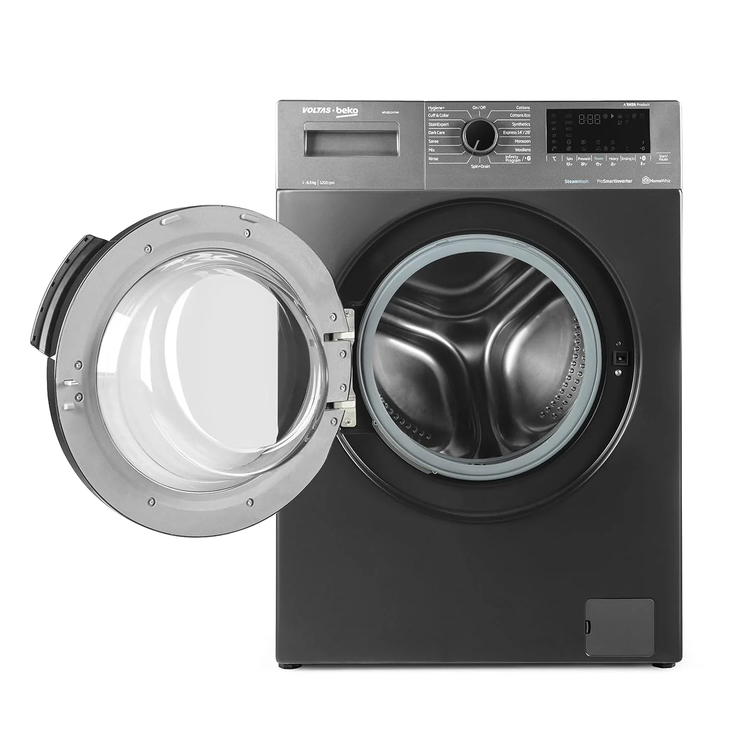 Voltas Beko 6.5kg 5 Star Front Load Washing Machine (WFL6512VTMP, Anthracite), Steam Wash,Stain Expert - Image 2