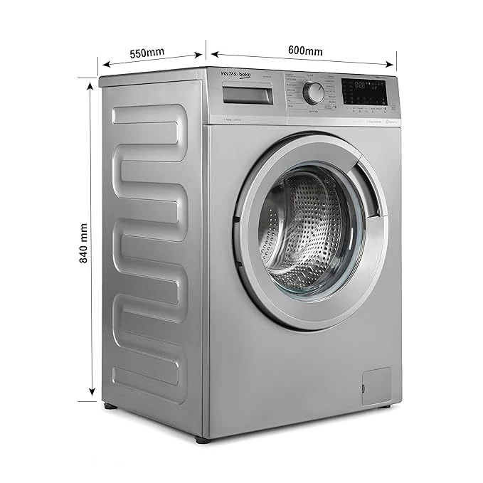 Voltas Beko 6.5kg, Inverter, 5 Star Front Load Washing Machine (WFL6512VTSS, Silver), Steam Wash,Stain Expert - Image 2