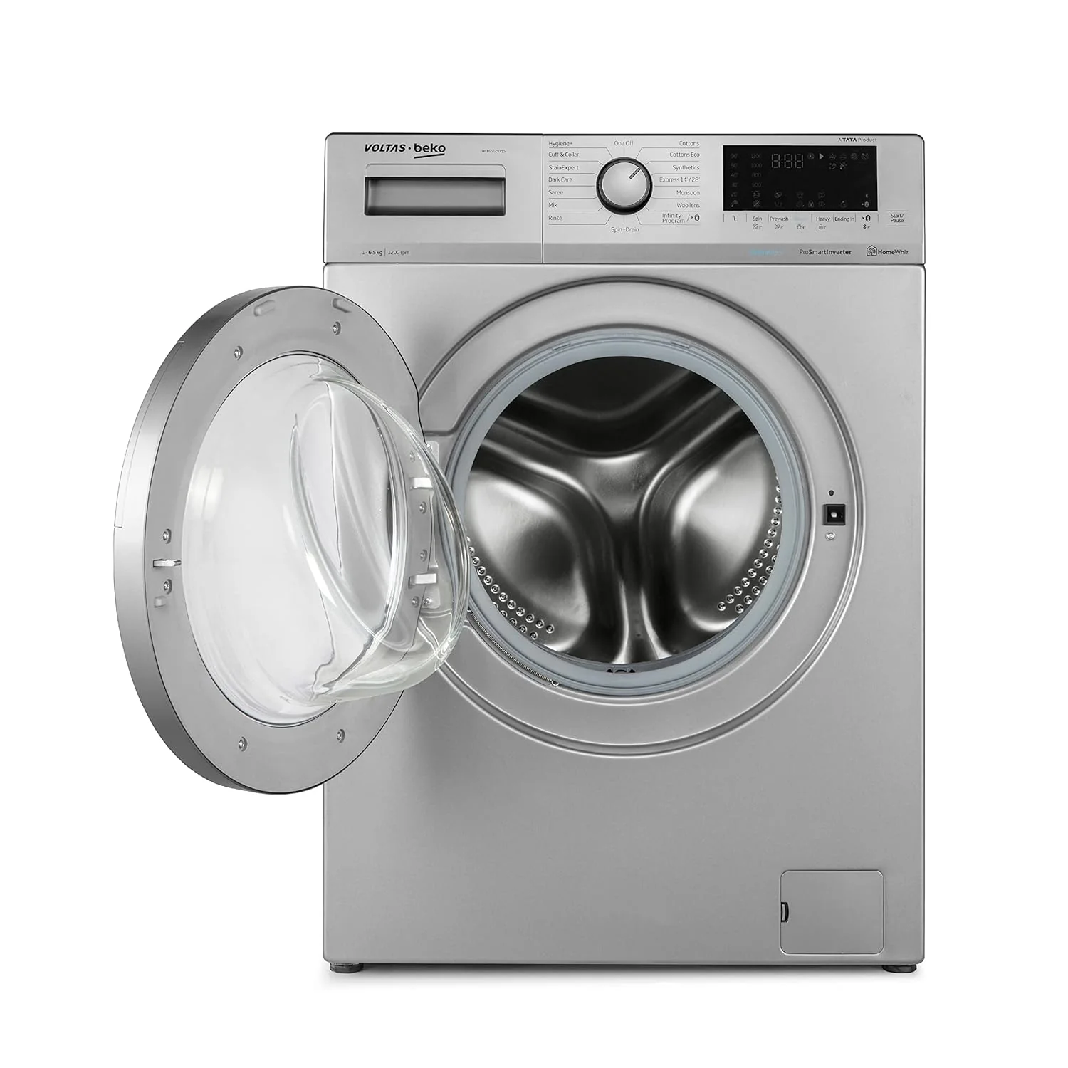 Voltas Beko 6.5kg, Inverter, 5 Star Front Load Washing Machine (WFL6512VTSS, Silver), Steam Wash,Stain Expert - Image 9