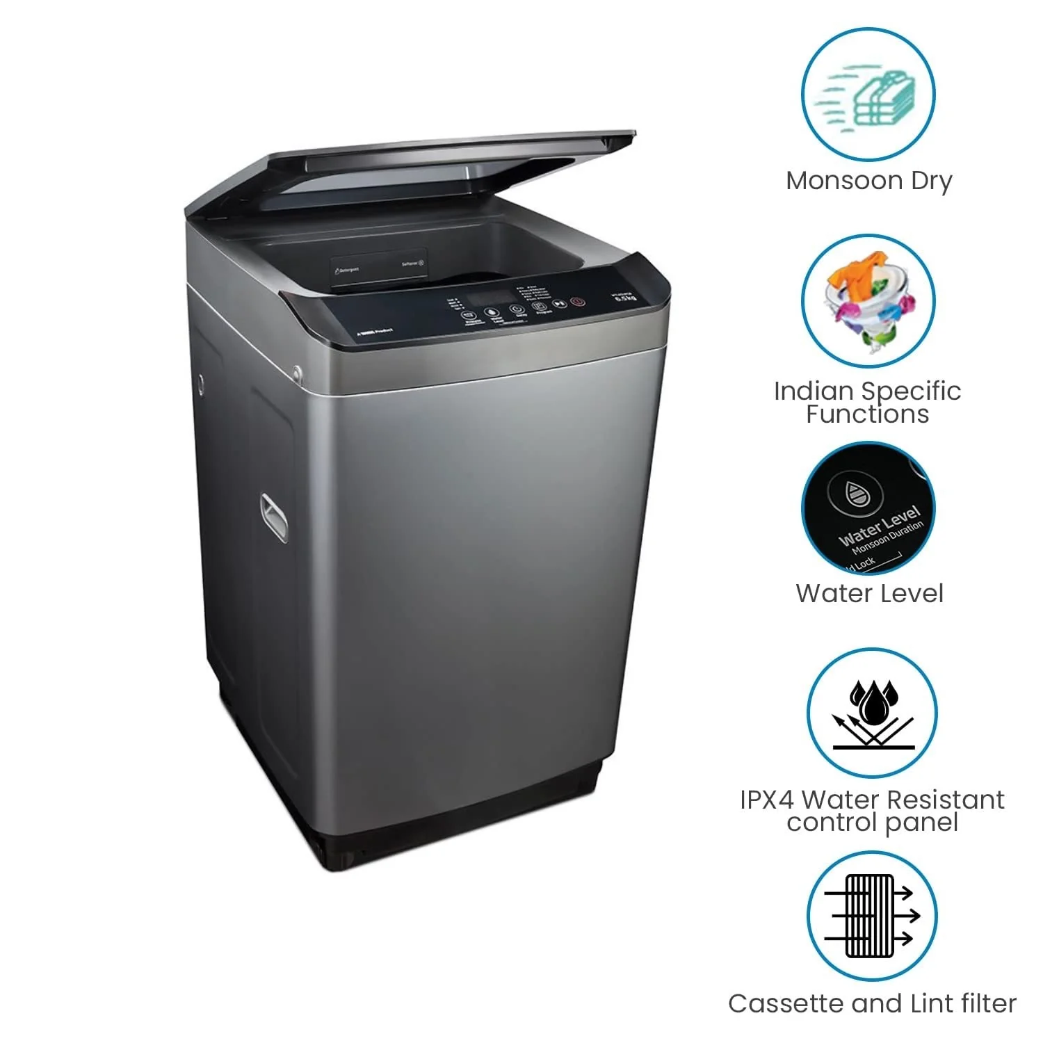 Voltas Beko 7.0 kg 5 Star Fully-Automatic Top Loading Washing Machine (WTL70UPGB, Gray) 2020 - Image 7