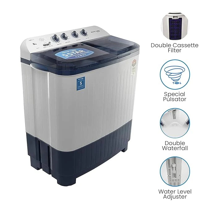 Voltas Beko 8 kg Semi-Automatic Top Loading Washing Machine, 2 Casette Filter (WTT80DBLT, Sky Blue) - Image 13