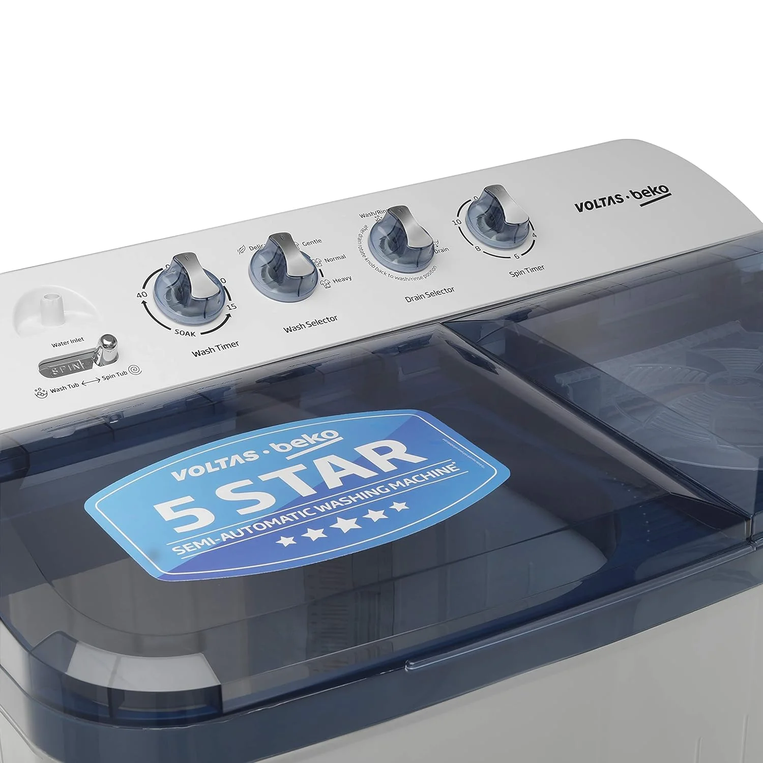 Voltas Beko 8 kg Semi-Automatic Top Loading Washing Machine, 2 Casette Filter (WTT80DBLT, Sky Blue) - Image 3