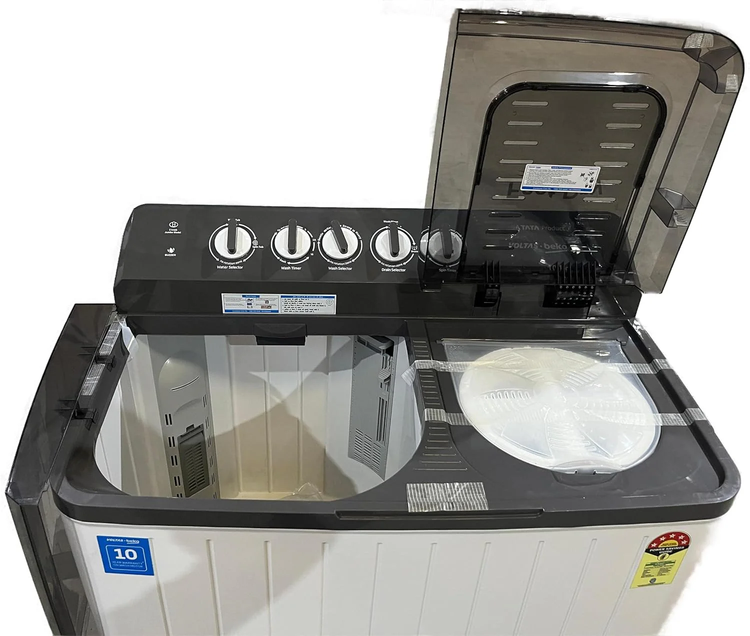 Voltas Beko, A Tata Product 10 Kg 5 Star Semi-Automatic Top Load Washing Machine (WTT100UPA/GRSSWH5PTDA, Grey, Special pulsator and Double waterfall Technology) - Image 7