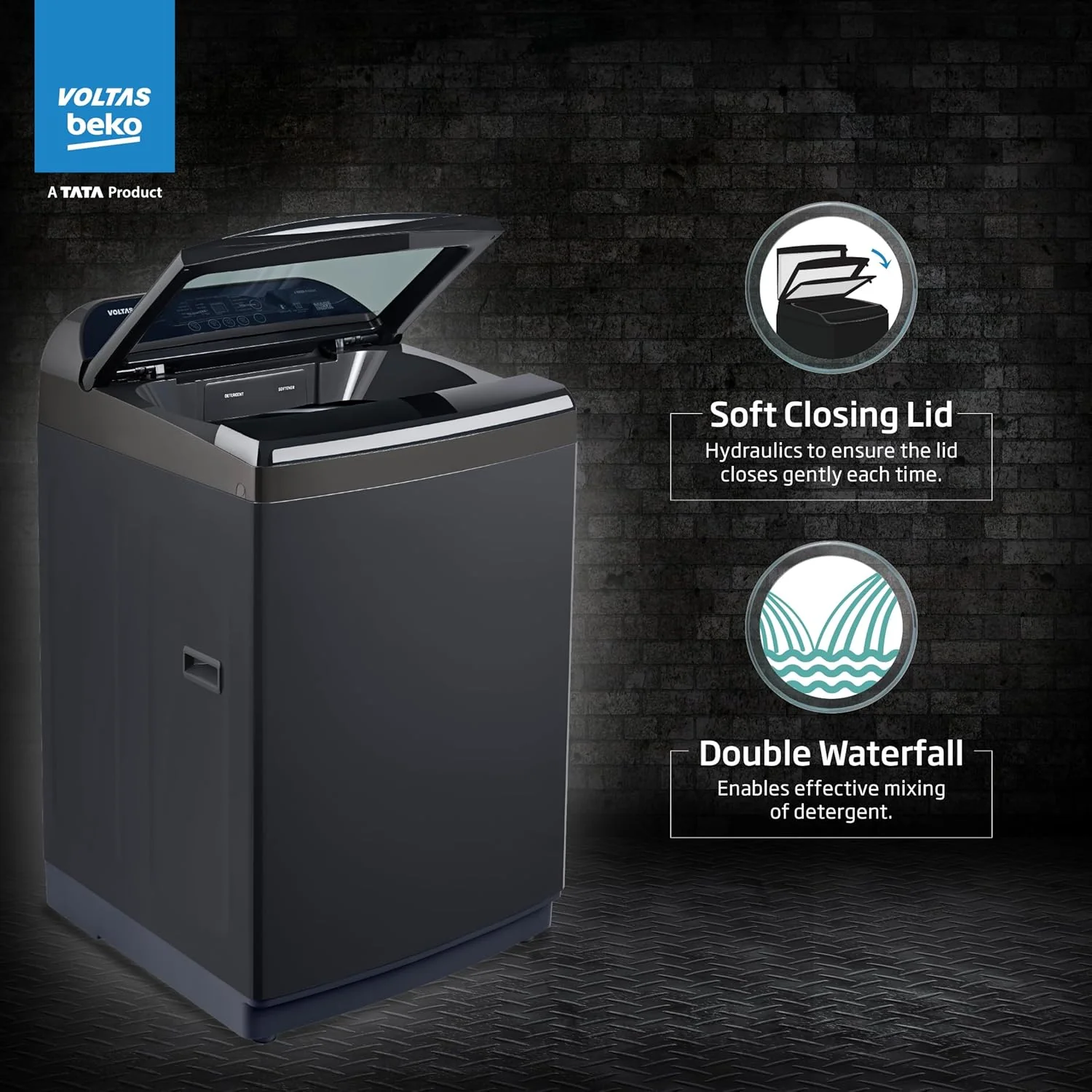 Voltas Beko, A Tata Product 11 Kg 5 Star Fully-Automatic Top Loading Washing Machine (WTL1106UEAH / OBS3060, Dark Grey, Inbuilt Heater) - Image 5