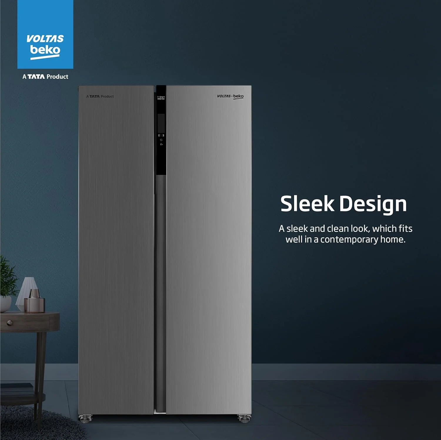 Voltas Beko, A Tata Product 472 L Side by Side Frost Free Refrigerator with ProSmart Inverter Compressor (RSB495/FPV300RXID, INOX steel, Electronic Temperature Control and Display) - Image 3